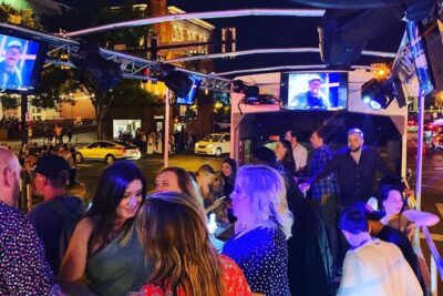 Open Air Party Bus with DJ & Bartender 21+ - DJ, Bartender, and 8 TVs: The Onboard Vibe